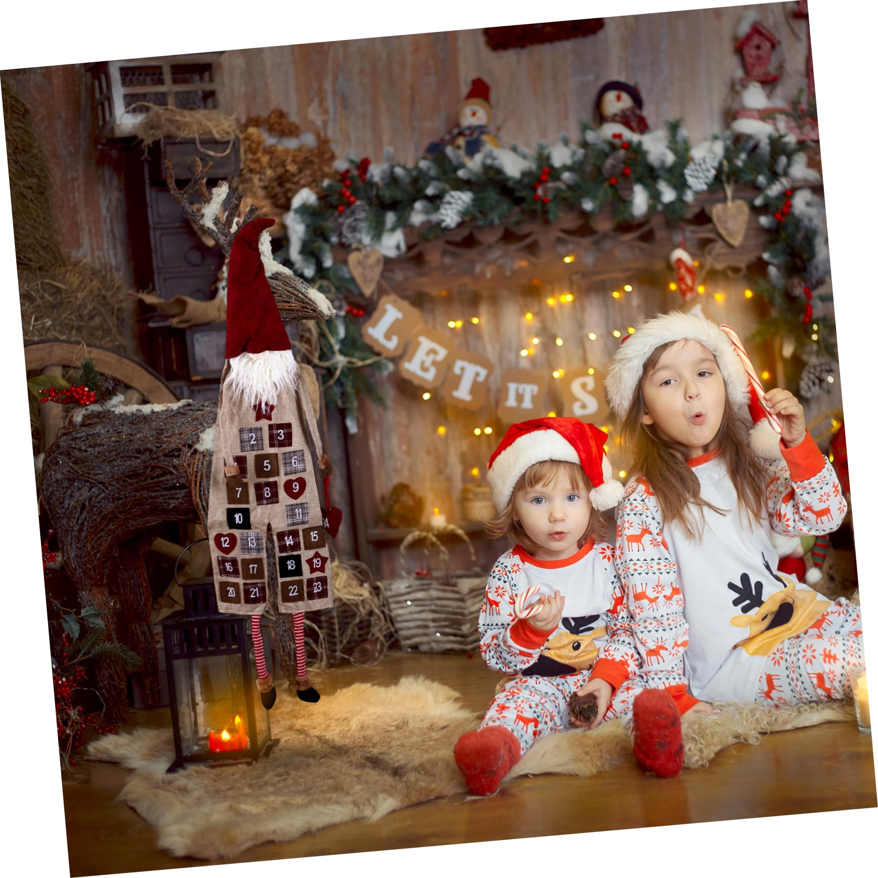 EXCEART Christmas Advent Calendar Hanging Gnome Doll Festive Decoration for Holiday Countdown Design for Home Party for Boys and